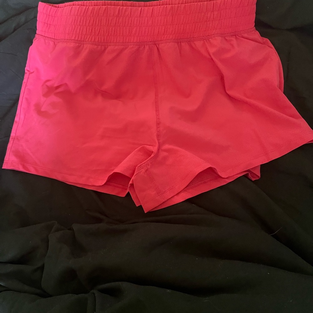 90 Degree By Reflex Hot Pink Athletic Shorts with Wide Waistband